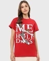 Shop Women's Red Running Towards Holidays Typography Boyfriend T-shirt-Front