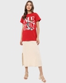 Shop Women's Red Running Towards Holidays Typography Boyfriend T-shirt-Design