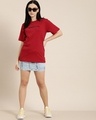 Shop Women's Red Typography Oversized T-shirt