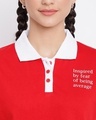 Shop Women's Red Typography Crop Polo T-shirt