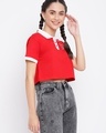 Shop Women's Red Typography Crop Polo T-shirt