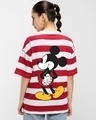 Shop Women's Red & White Classic Mickey Striped Oversized T-shirt-Design