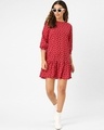 Shop Women's Red & White Polka Dots Print Drop Waist Dress-Full
