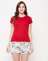 Shop Women's Red & White Printed T Shirt & Shorts Set-Front