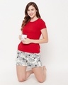 Shop Women's Red & White Printed T Shirt & Shorts Set