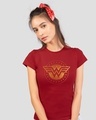 Shop Women's Red Wonder Woman Gold Plated Logo (DCL) Graphic Printed Slim Fit T-shirt-Front