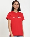 Shop Women's Red Explore Minimal Typography Boyfriend T-shirt-Front