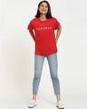 Shop Women's Red Explore Minimal Typography Boyfriend T-shirt-Design