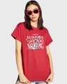 Shop Women's Red Sundays We Do Nothing Typography Boyfriend T-shirt-Front