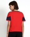 Shop Women's Retro Red Color Block Relaxed Fit Short Top-Design