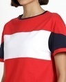 Shop Women's Retro Red Color Block Relaxed Fit Short Top