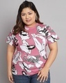 Shop Women's Rose All Over Printed Plus Size T-shirt-Front
