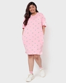 Shop Women's Rose Shadow All Over Panda Face Printed Plus Size Oversized Fit Dress-Full