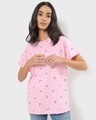 Shop Women's Rose Shadow All Over Panda Printed Boyfriend T-shirt-Front