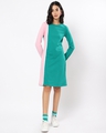 Shop Women's Rose Shadow-Green Color Block Slim Fit Dress-Full