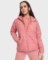 Shop Women's Pink Relaxed Fit Puffer Jacket-Front
