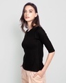 Shop Women's Round Neck 3/4 Sleeve Combo T-Shirts Black-Green-Full