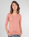 Shop Women's Round Neck 3/4 Sleeve Combo T-Shirts Black-Pink-Design