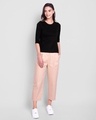 Shop Women's Round Neck 3/4 Sleeve Combo T-Shirts Black-Pink