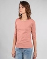 Shop Women's Round Neck 3/4 Sleeve Combo T-Shirts Pink-White-Full