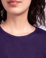 Shop Women's Round Neck 3/4 Sleeve Combo T-Shirts Purple-white