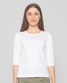 Shop Pack of 2 Women's White & Black 3/4 Sleeve Slim Fit T-shirt-Design