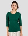 Shop Pack of 2 Women's Maroon & Green 3/4 Sleeve Slim Fit T-shirt-Design