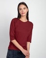Shop Pack of 3 Women's Multicolor 3/4 Sleeve Slim Fit T-shirt-Full