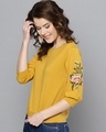 Shop Women's Round Neck Three Quarter Sleeves Solid T Shirt-Design