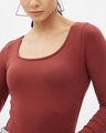 Shop Women's Rust Cotton Scoop Neck Regular Long Sleeve T-shirt