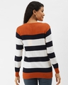 Shop Women's Rust Orange & Navy Blue Striped Pullover Sweater-Design