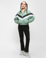 Shop Women's Sage Color Block Oversized Bomber Jacket-Full
