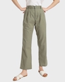 Shop Women's Sage Green Cotton Flared Pants-Front