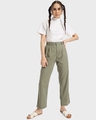 Shop Women's Sage Green Cotton Flared Pants-Full