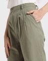 Shop Women's Sage Green Cotton Flared Pants