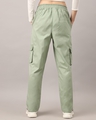 Shop Women's Sage Green Loose Comfort Fit Cargo Pants-Full