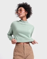 Shop Women's Sage High Neck Oversized Crop Sweater-Front