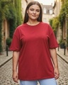 Shop Women's Salsa Red Oversized Plus Size T-shirt-Front