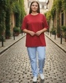 Shop Women's Salsa Red Oversized Plus Size T-shirt-Full