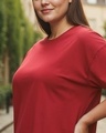 Shop Women's Salsa Red Oversized Plus Size T-shirt