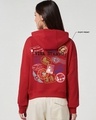 Shop Women's Salsa Red Stamp Graphic Printed Oversized Crop Hoodies-Full