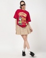 Shop Women's Salsa Red Tropical Culture Graphic Printed Oversized T-shirt