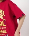 Shop Women's Salsa Red Tropical Culture Graphic Printed Oversized T-shirt