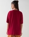 Shop Women's Salsa Red Who Cares Graphic Printed Oversized T-shirt-Full