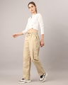 Shop Women's Sand Beige Loose Comfort Fit Cargo Pants