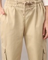 Shop Women's Sand Beige Loose Comfort Fit Cargo Pants