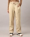 Shop Women's Sand Beige Loose Comfort Fit Pants-Front