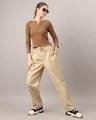 Shop Women's Sand Beige Loose Comfort Fit Pants