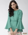 Shop Women's Sea Green Solid A Line Top-Front