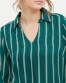 Shop Women's Shirt Collar Full Sleeve Striped Top
